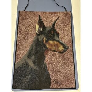 VTG Doberman Dog Tapestry Picture Wall Hanging Art Canine Lover Linda Picken